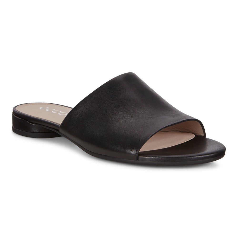 ECCO Womens Slides Black - Flat Sandals Ii - QEP-420931